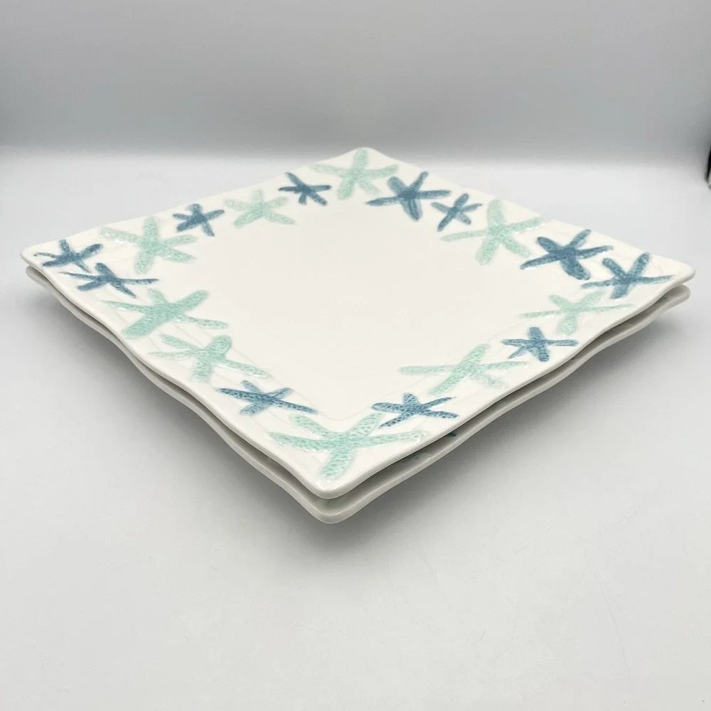 Coastal Home Cape Coral Starfish Square Dinner Plates 10.75